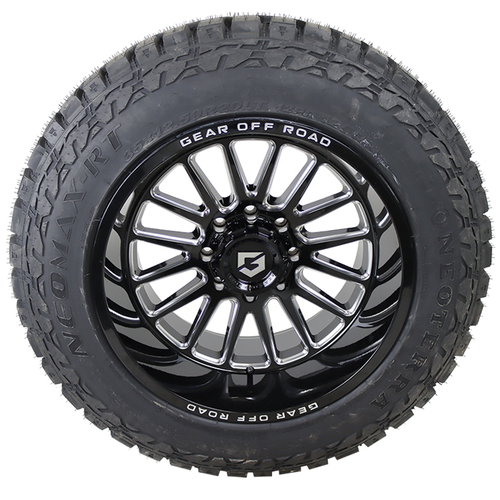 20x10 Gear Offroad 764BM Black/Milled 33x12.50R20 NeoTerra Tires NeoMax R/T