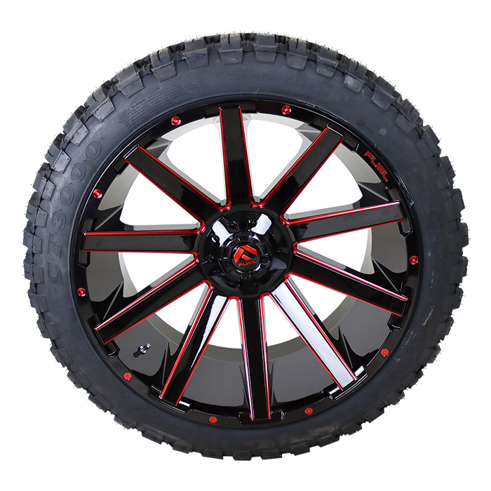 Fuel D643 Contra Gloss Black Milled Red Tint Comforser CF3000 M/T