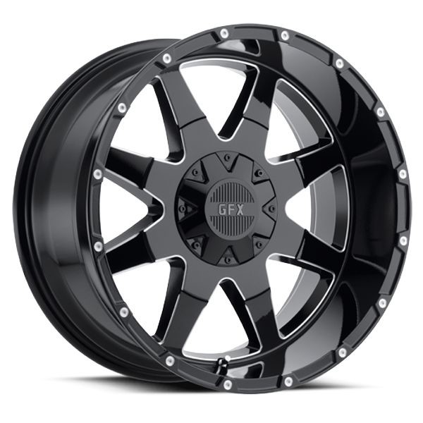 G-FX Wheels TR12 Gloss Black Milled 17x9 0mm Offset 6x135,6x139.7 (6x5.5)