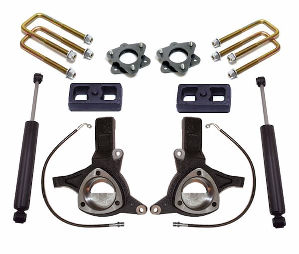MaxTrac | 07-16 Chevy-GMC Silverado 1500-Sierra 1500 2WD with | Cast Steel Susp. 6in-3in Spindle Lift Kit with MaxTrac Shocks