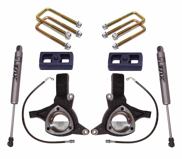 MaxTrac | 16-19 Chevy-GMC Silverado 1500-Sierra 1500 2WD with | Stamped Steel Susp. 5in-3in MaxPro Elite Spindle Lift Kit with FOX Shocks