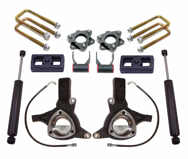 MaxTrac | 16-19 Chevy-GMC Silverado 1500-Sierra 1500 2WD with | Stamped Steel. Susp. 7in-4in MaxPro Spindle Lift Kit with MaxTrac Shocks