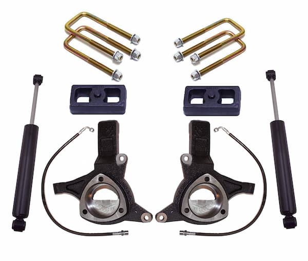 MaxTrac | 16-19 Chevy-GMC Silverado 1500-Sierra 1500 2WD with | Stamped Steel Susp. 5in-3in MaxPro Spindle Lift Kit with MaxTrac Shocks
