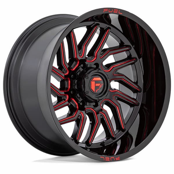 Fuel Offroad Wheels Hurricane D808 Gloss Black Milled Red Tint 22x12 -44mm Offset 8x180