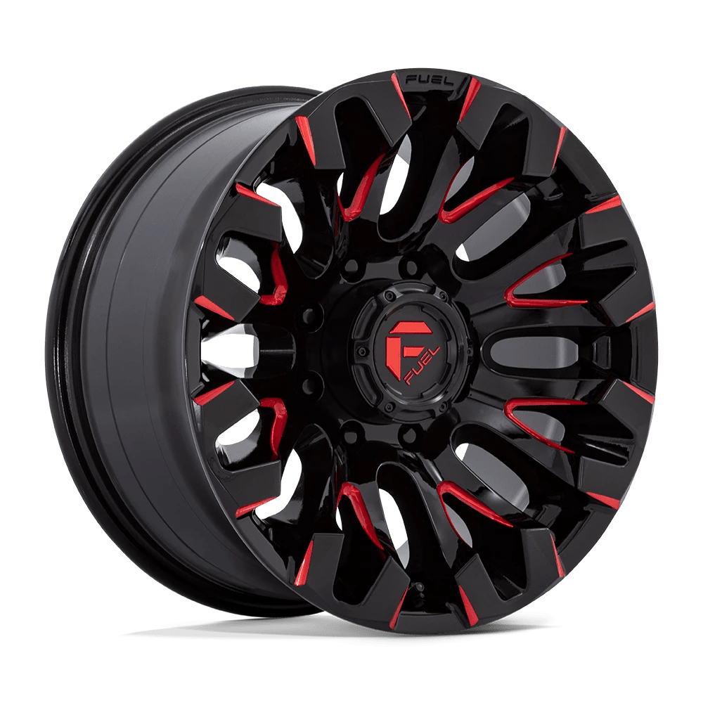 Fuel Offroad Wheels Quake D829 Gloss Black Milled Red 18x9 1mm Offset 8x165.1 (8x6.5)