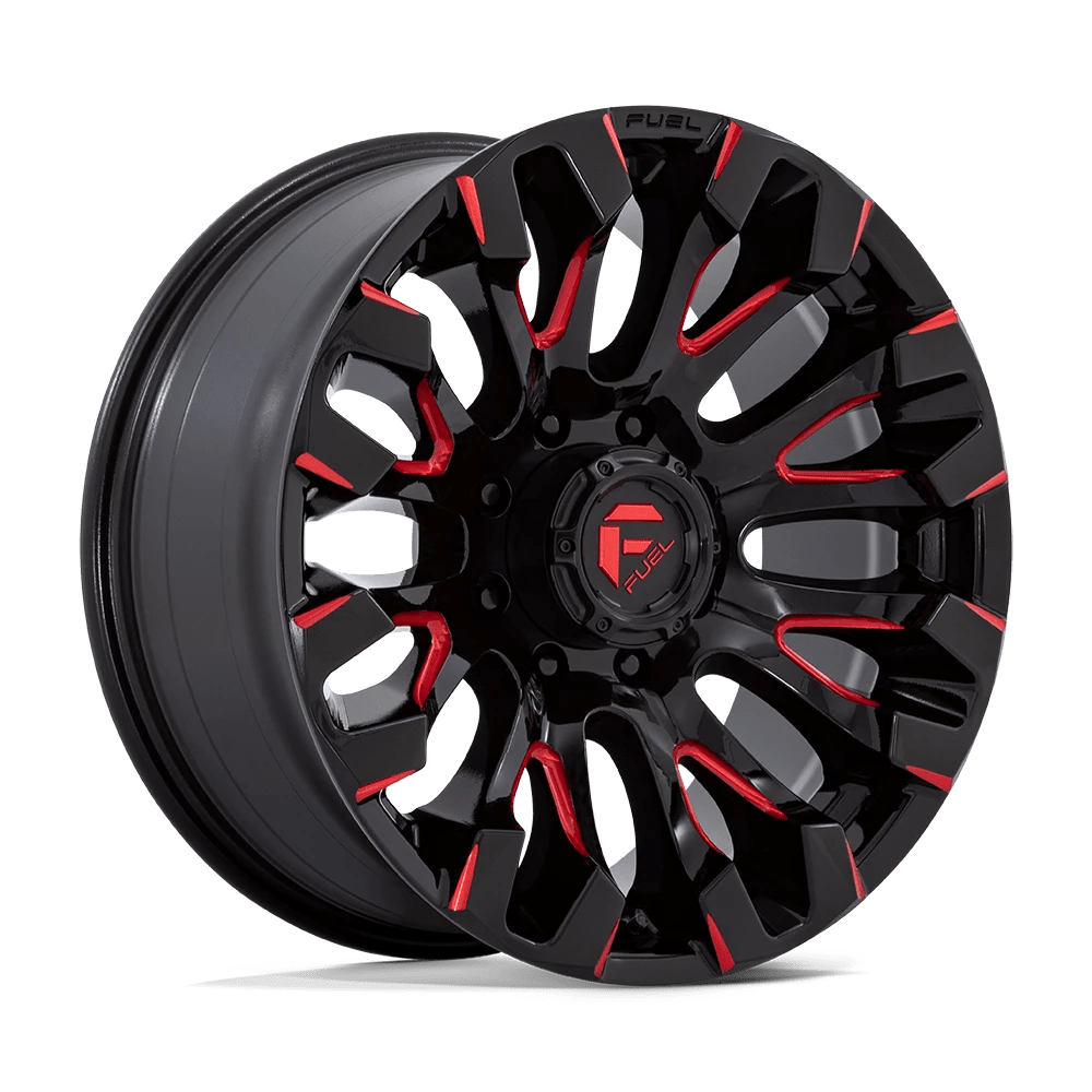 Fuel Offroad Wheels Quake D829 Gloss Black Milled Red 20x9 1mm Offset 8x180