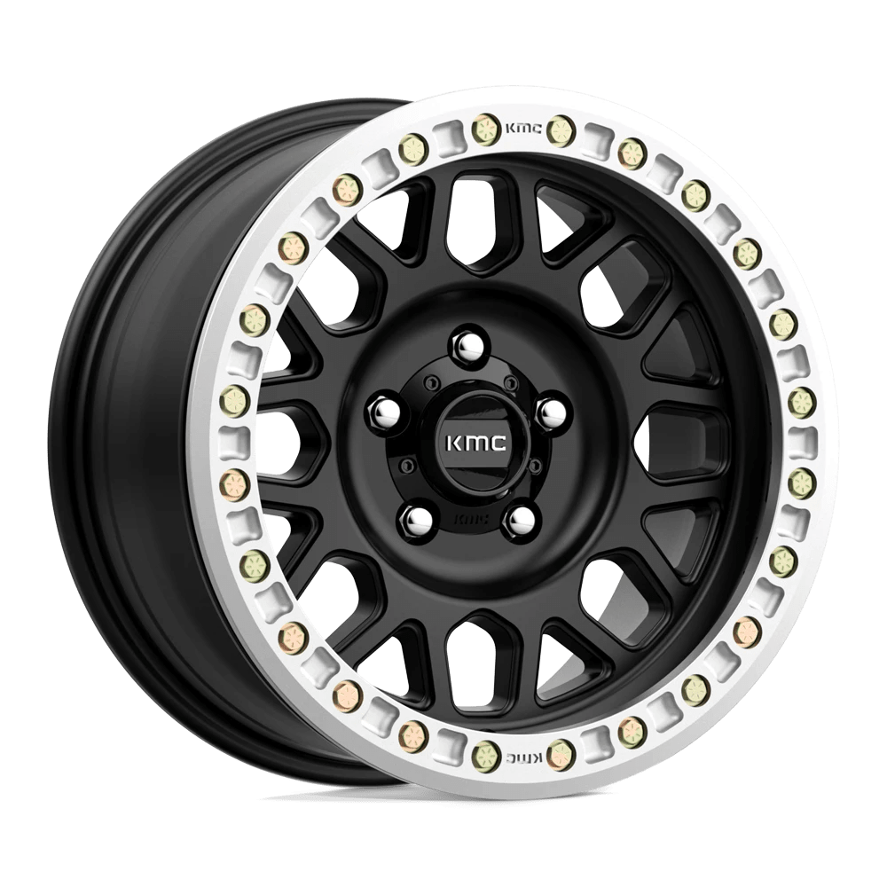 KMC True Beadlock Wheels Grenade KM234 Satin Black 20x9 -12mm Offset 6x139.7 (6x5.5)