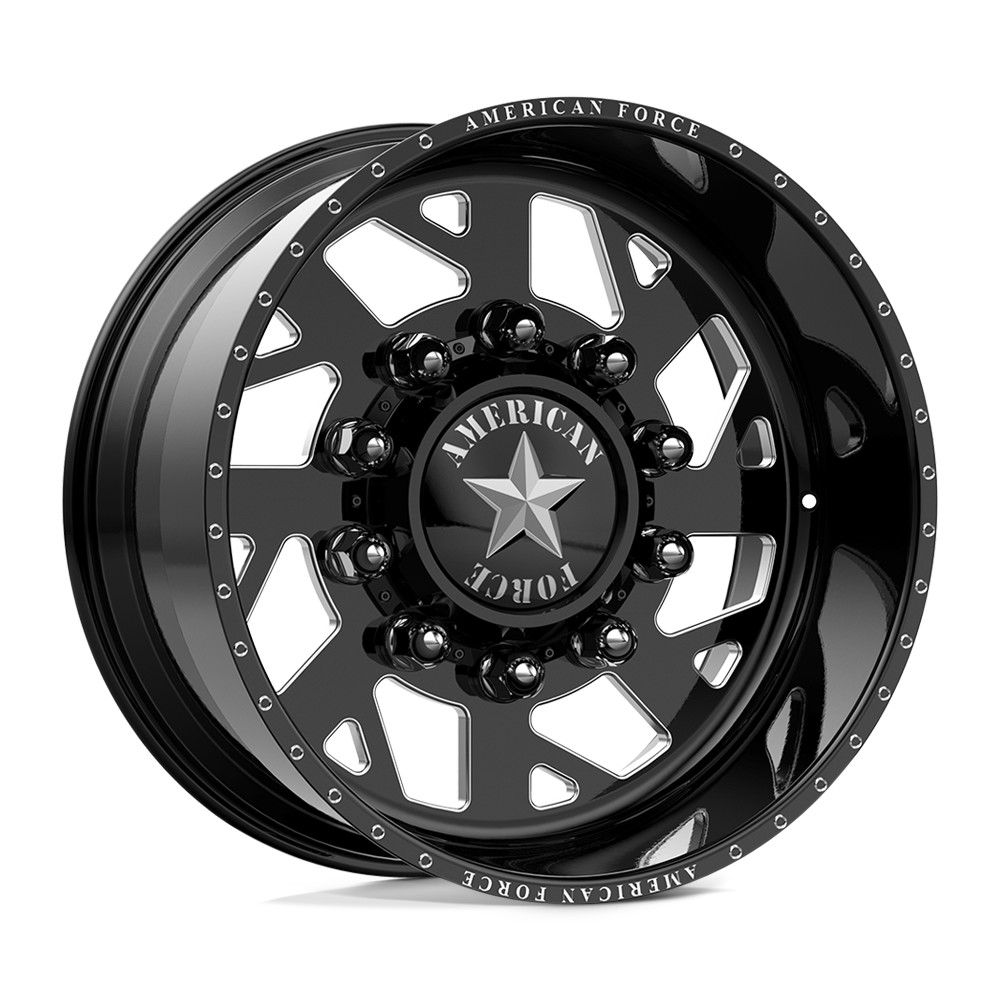 American Force Dually Front 6D04 Man O'War SD - Gloss Black Milled | 26x16 -101mm | 8x165.1 (8x6.5)