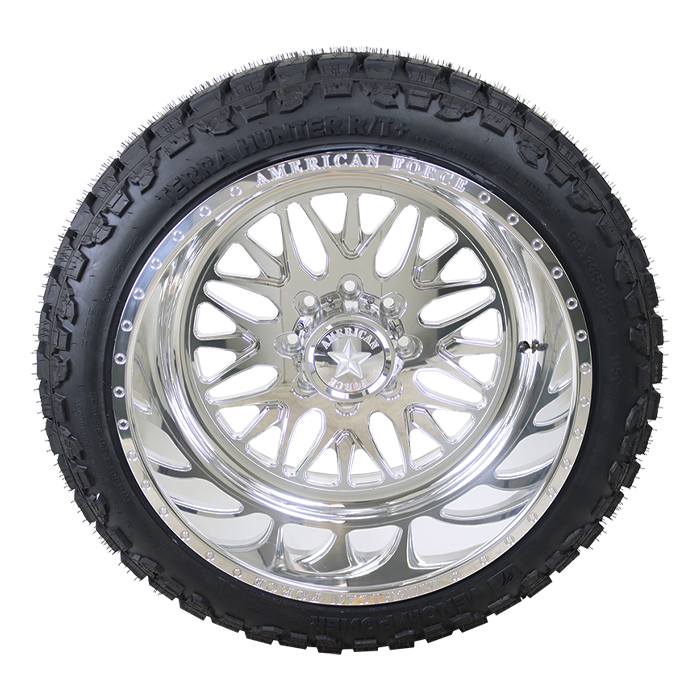 24x14 American Force H37 Polished 35x14.50R24 Venom Power Tires Terra Hunter R/T Plus