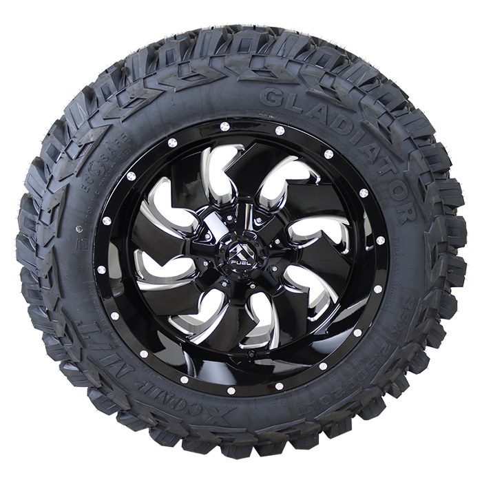 Fuel D574 Cleaver Gloss Black Milled Gladiator Xcomp M/T