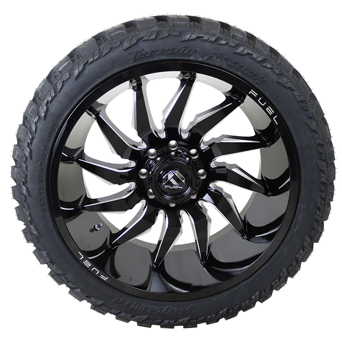 Fuel D744 Saber Gloss Black Milled AMP Terrain Attack M/T