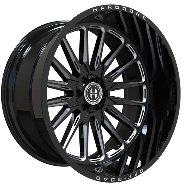 Hardcore Offroad Wheels HC24 Brandon Gloss Black Milled 22x10 -9mm Offset 8x170