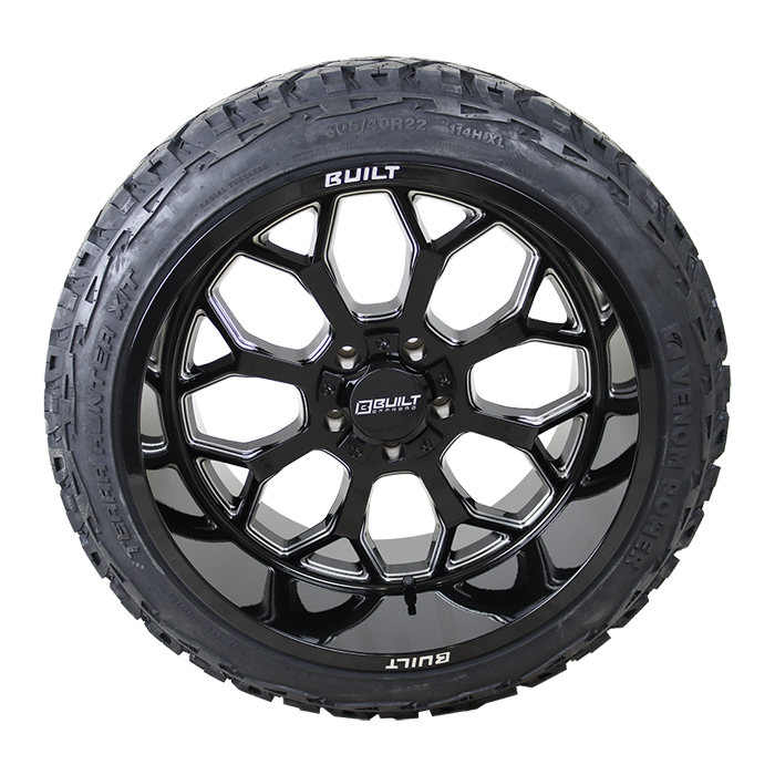 Built Offroad BTO-5 Gloss Black Milled Venom Power Terra Hunter X/T