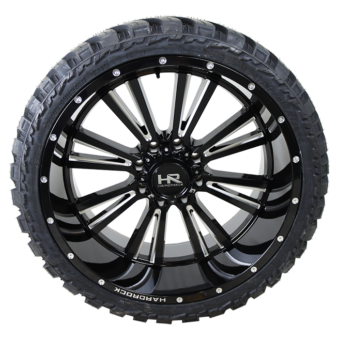 Hardrock Offroad H503 Spine Xposed Gloss Black Milled AMP Terrain Attack M/T