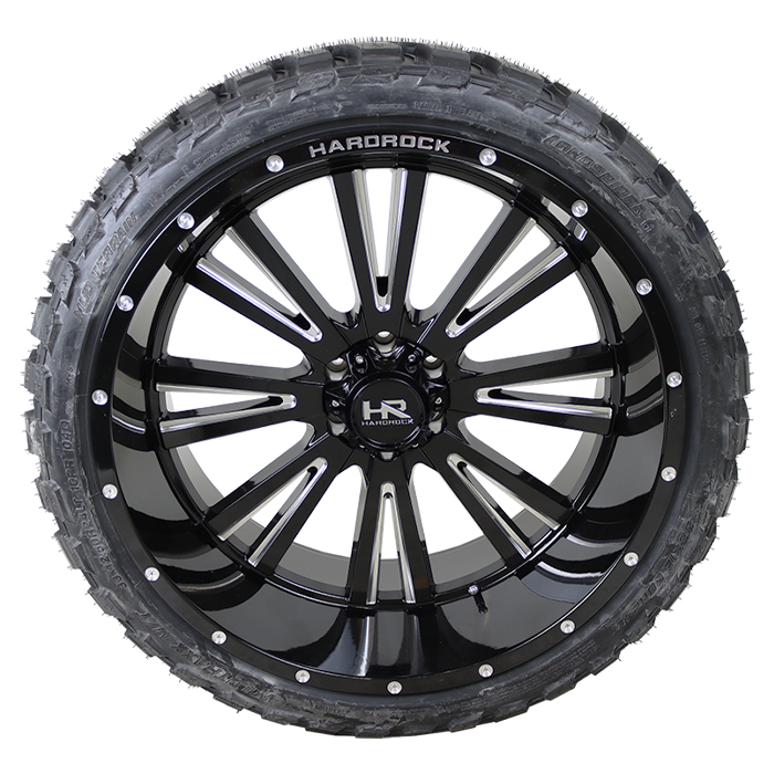 Hardrock Offroad H503 Spine Xposed Gloss Black Milled Landspider Wildtraxx M/T