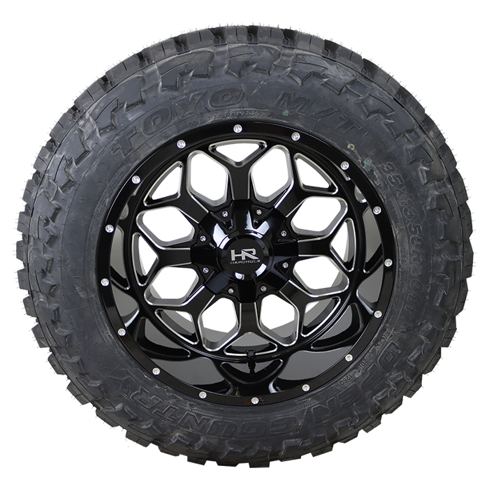 Hardrock Offroad H712 Indestructible Gloss Black Milled Toyo Open Country M/T