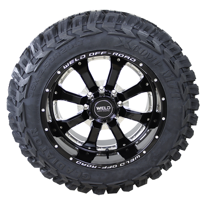 WELD Offroad W125 Granada Gloss Black Milled Gladiator Xcomp M/T