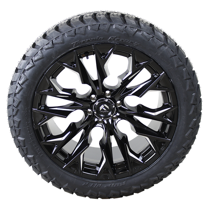 Fuel D803 Flame Gloss Black Milled AMP Terrain Attack A/T