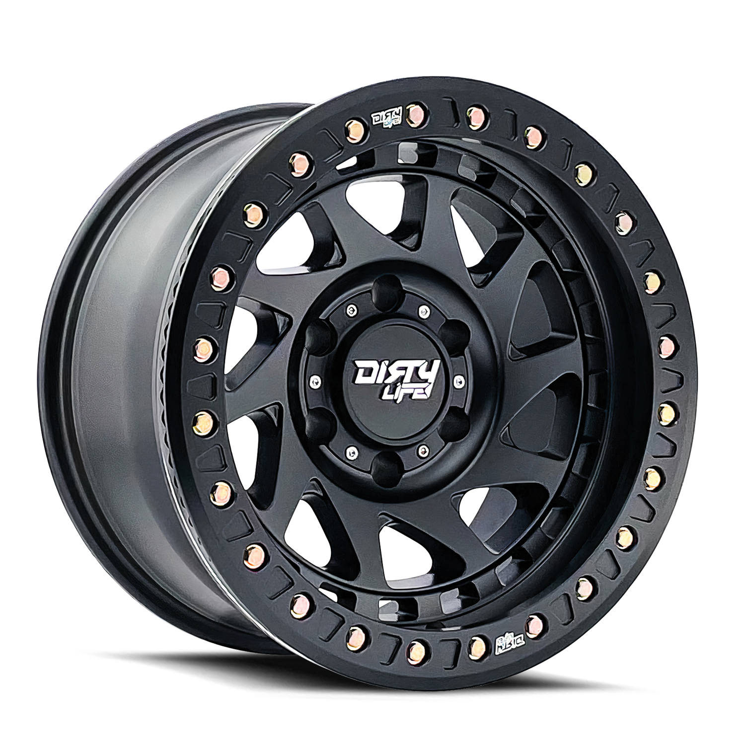DirtyLife True Beadlock Wheels Enigma Race 9313 Matte Black 17x9 -12mm Offset 5x127 (5x5) 2007-2026 Jeep Wrangler / Gladiator