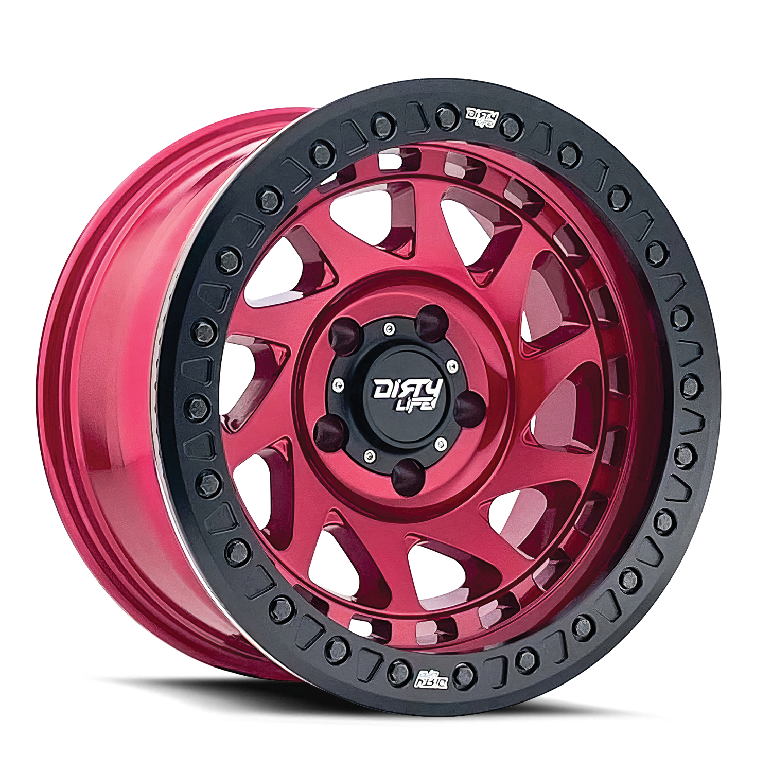 DirtyLife True Beadlock Wheels Enigma Race 9313 Crimson Candy Red 17x9 -38mm Offset 6x135