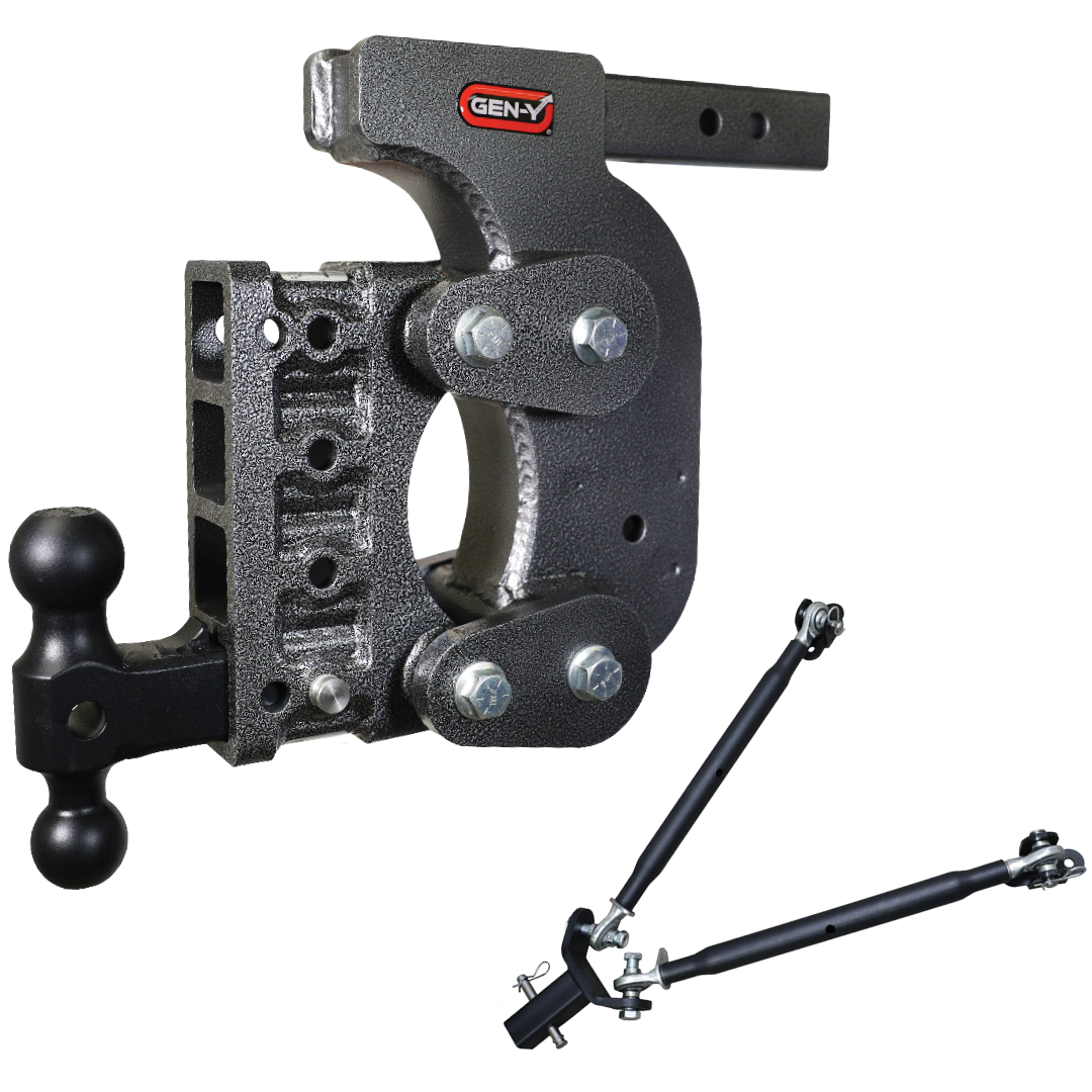 Gen-Y | The Boss Torsion-Flex 2in | Shank 12.5in Drop 16K Hitch with GH-051 Dual-Ball-Stabilizer Kit