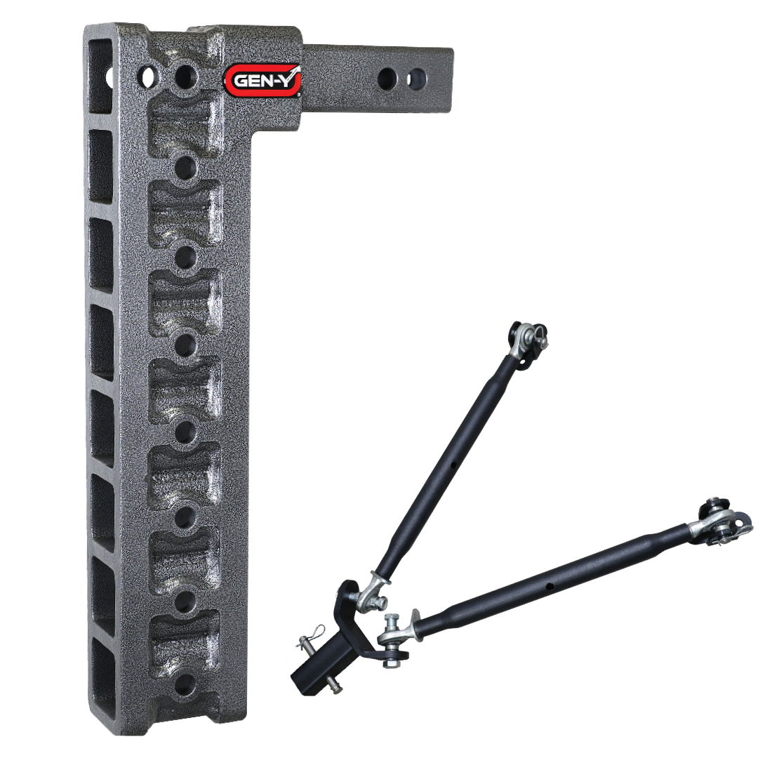 Gen-Y | Mega Duty 2in Shank | 17.5in Drop 10K Hitch with GH-031 Dual-Ball with GH-0100 Stabilizer Kit