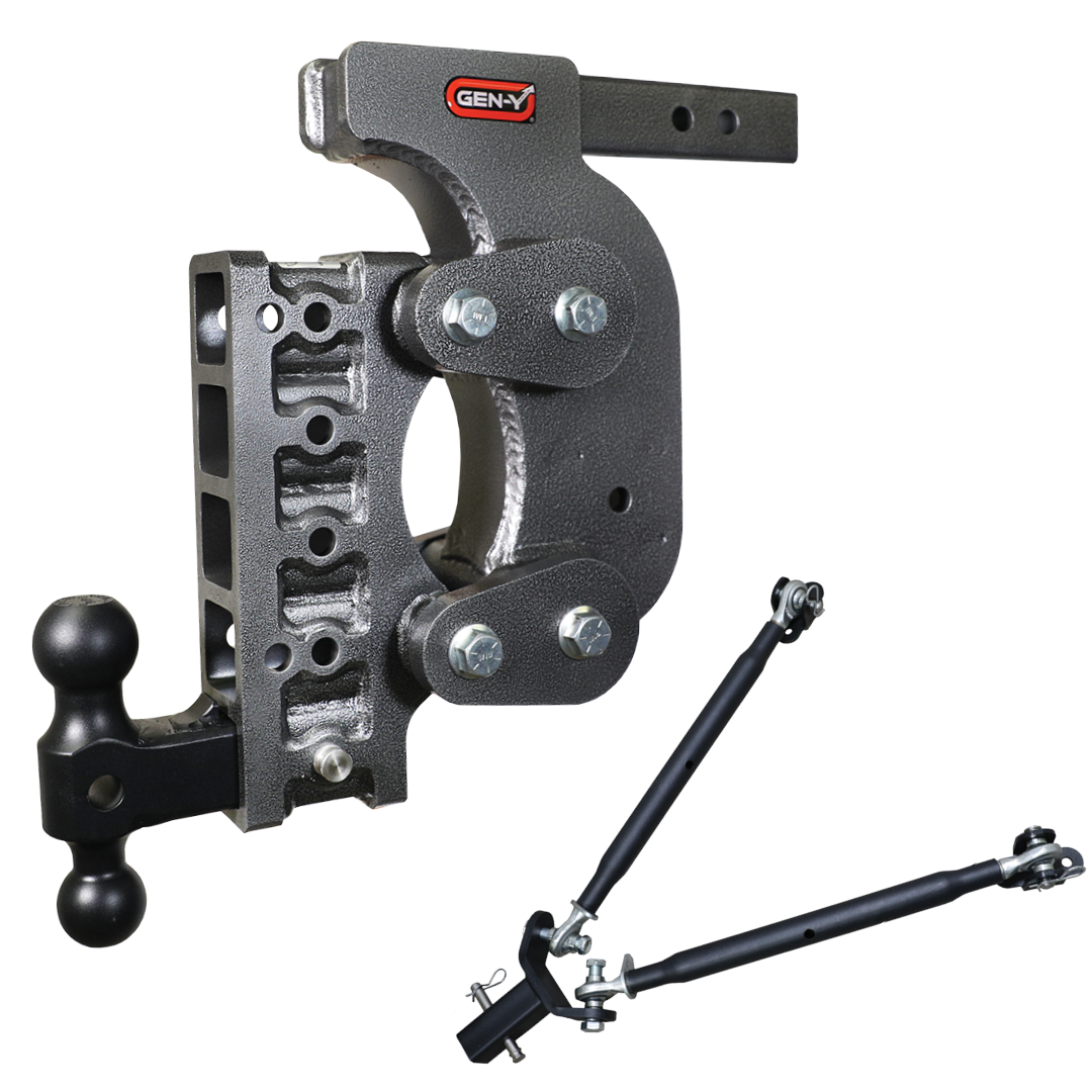 Gen-Y | The Boss Torsion-Flex 2in | Shank 15in Drop 16K Hitch with GH-051 Dual-Ball-Stabilizer Kit
