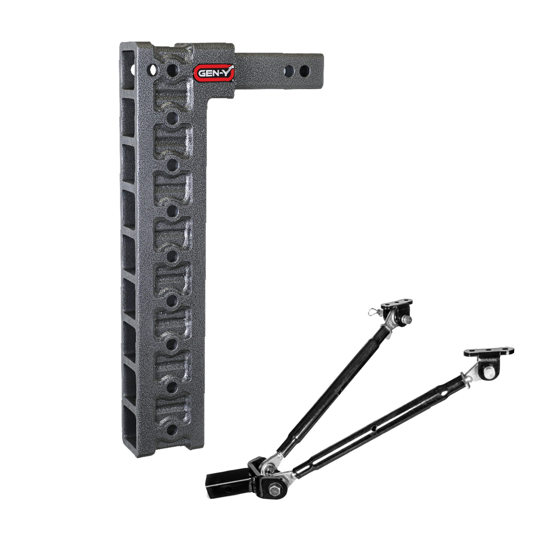 Gen-Y | Mega Duty 2in Shank | 20in Drop 1500lb TW 10K Hitch with GH-0100 Stabilizer Kit