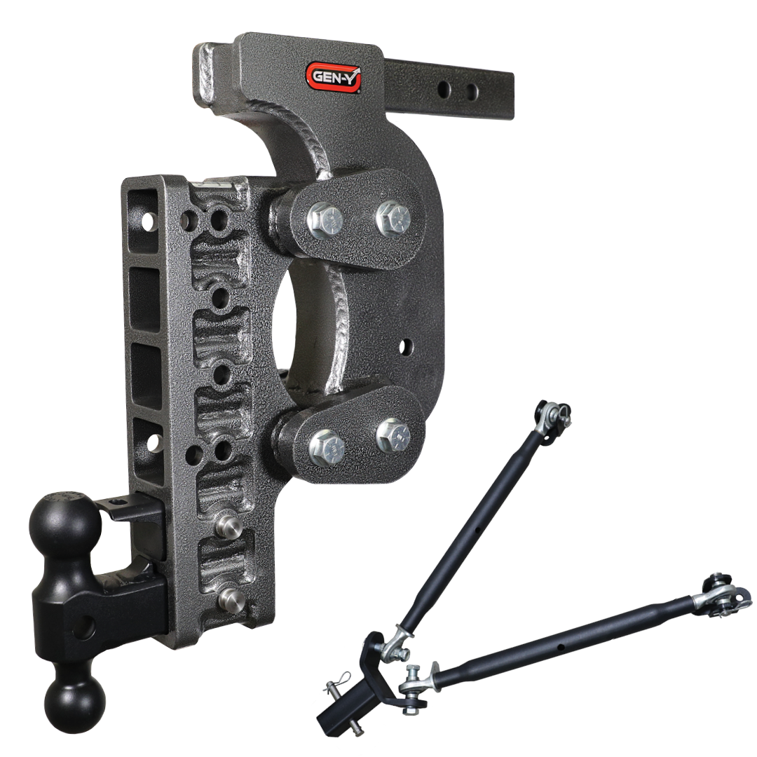 Gen-Y | The Boss Torsion-Flex 2in | Shank 17.5in Drop 16K Hitch with GH-051 Dual-Ball-Pintle Lock-Stab Kit