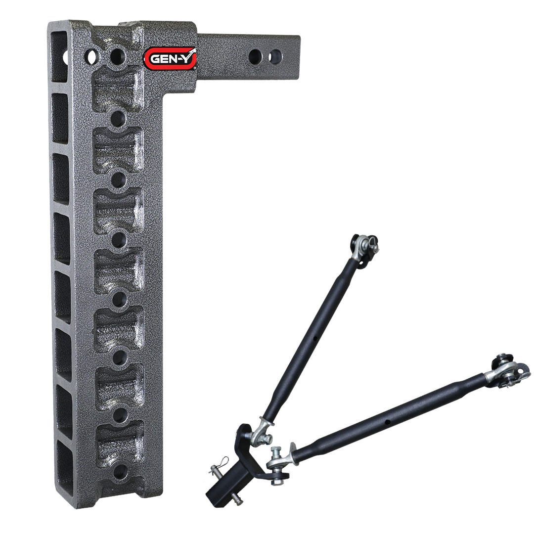 Gen-Y | Mega Duty 2in Shank | 17.5in Drop 1500lb TW 10K Hitch with GH-0100 Stabilizer Kit