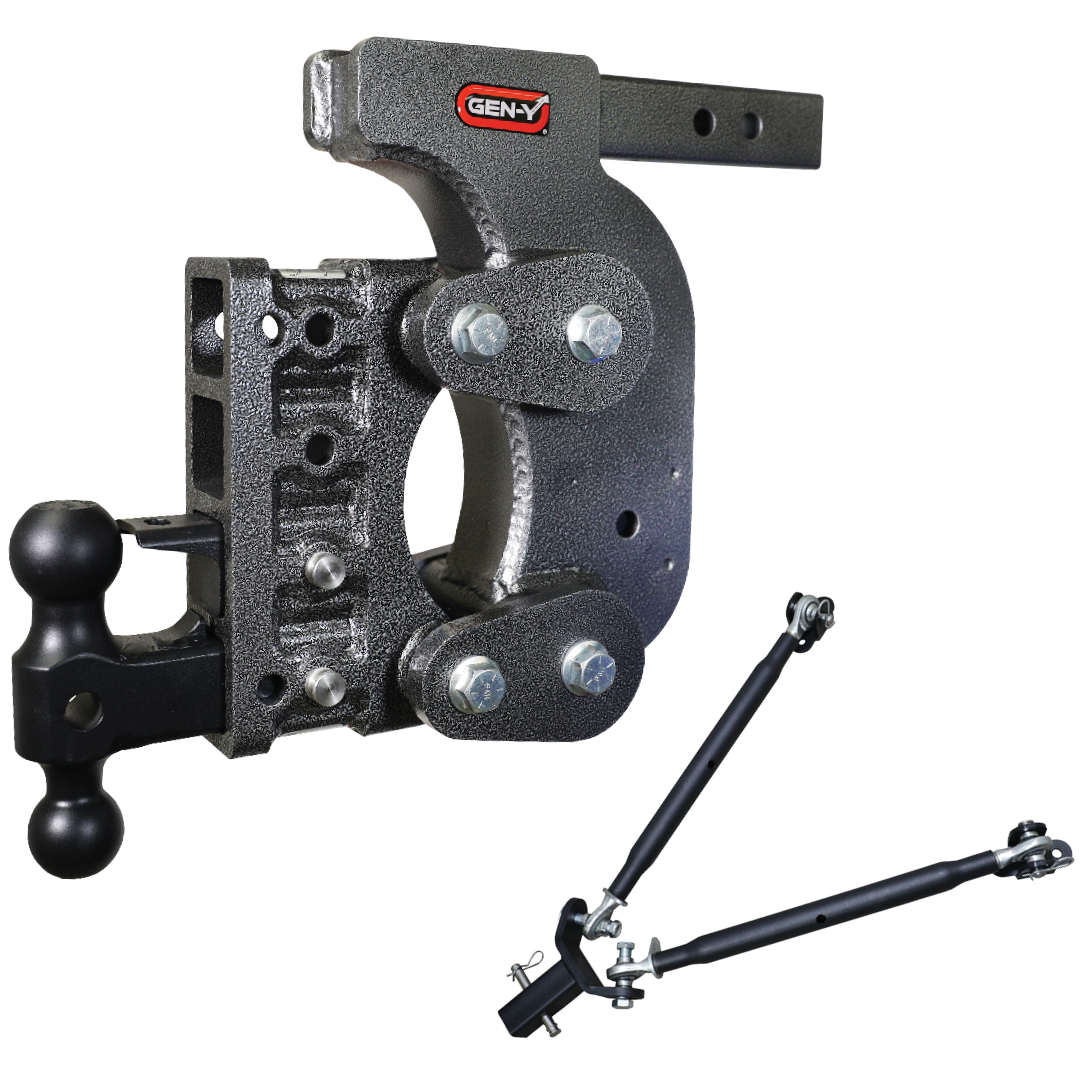 Gen-Y | The Boss Torsion-Flex 2in | Shank 12.5in Drop 16K Hitch with GH-051 Dual-Ball-Pintle Lock-Stab Kit