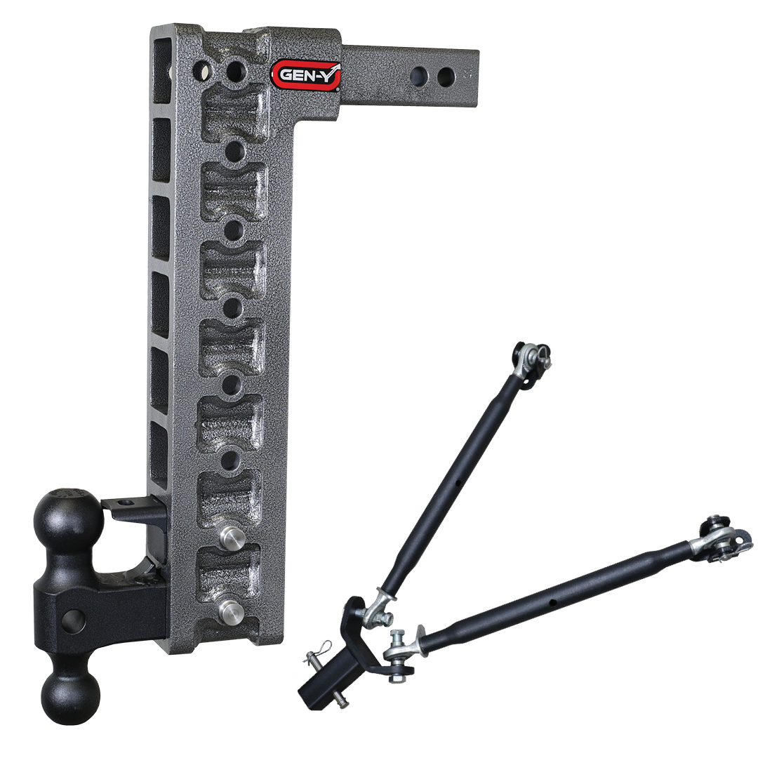 Gen-Y | Mega Duty 2in Shank | 17.5in Drop 16K Hitch with Dual-Ball-Pintle Lock-Stabilizer Kit
