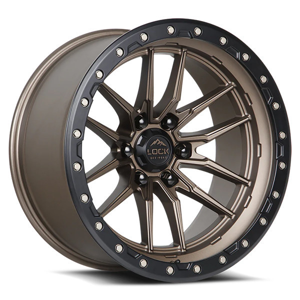 Lock Offroad Wheels Krawler Matte Bronze With Matte Black Ring 22x10 -18mm Offset 8x165.1 (8x6.5)