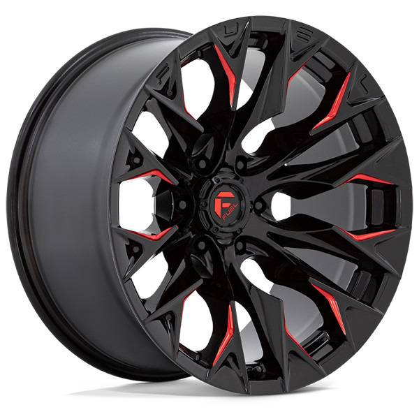 Fuel Offroad Wheels Flame 20 D823 Gloss Black Milled Red Tint 20x9 20mm Offset 8x180