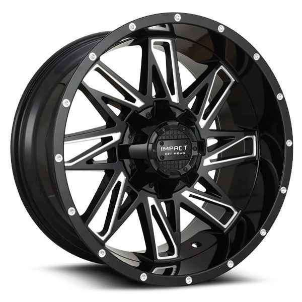Impact Offroad Wheels 814 Gloss Black Milled 20x12 -44mm Offset 5x139.7 (5x5.5),5x127 (5x5)