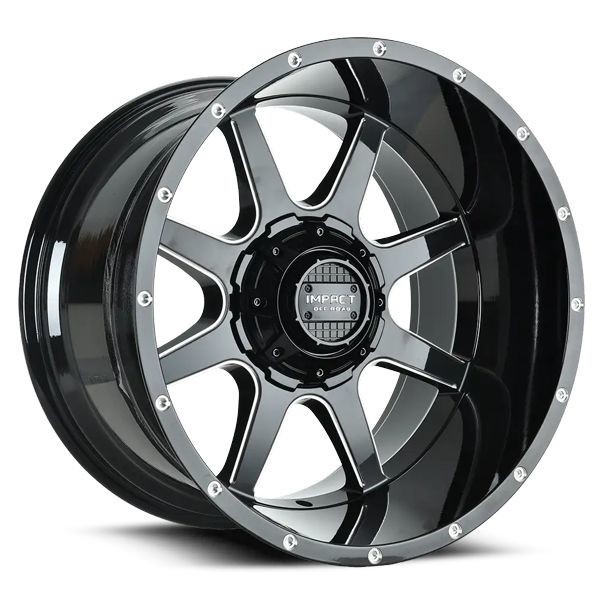 Impact Offroad Wheels 804 Gloss Black Milled 22x12 -44mm Offset 5x139.7 (5x5.5),5x150