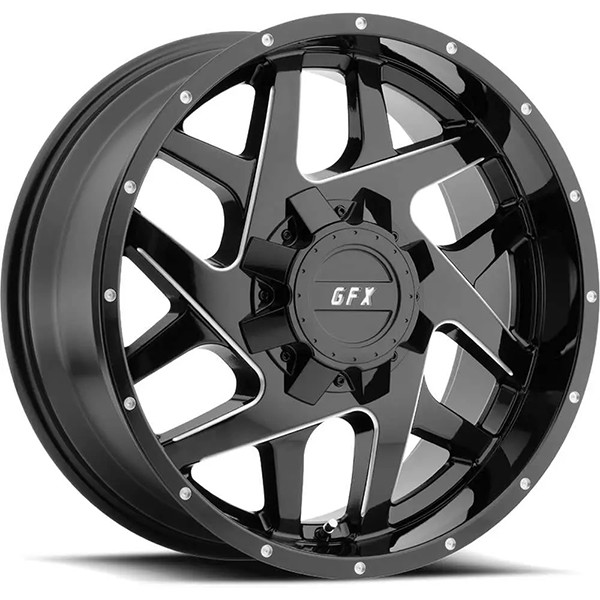 G-FX Wheels TRMesh2 Gloss Black Milled 17x9 12mm Offset 6x135,6x139.7 (6x5.5)