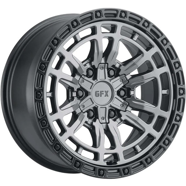 G-FX Wheels TR24 Matte Grey with Matte Black Lip 17x9 12mm Offset 6x135,6x139.7 (6x5.5)
