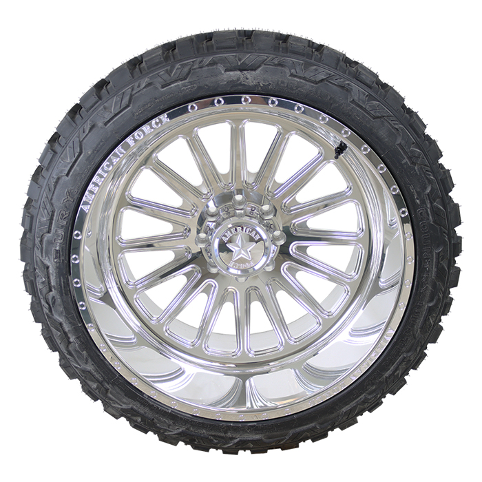 24x14 American Force F107 Polished 35x15.50R24 Fury Tires Country Hunter M/T Wheel and Tire Package