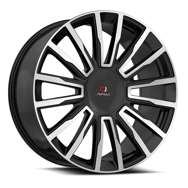 Cavallo Wheels CLV-47 Gloss Black Machined 22x9.5 25mm Offset 6x135,6x139.7 (6x5.5)