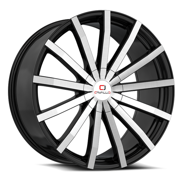 Cavallo Wheels CLV-52 Gloss Black Machined 22x9.5 25mm Offset 6x135,6x139.7 (6x5.5)