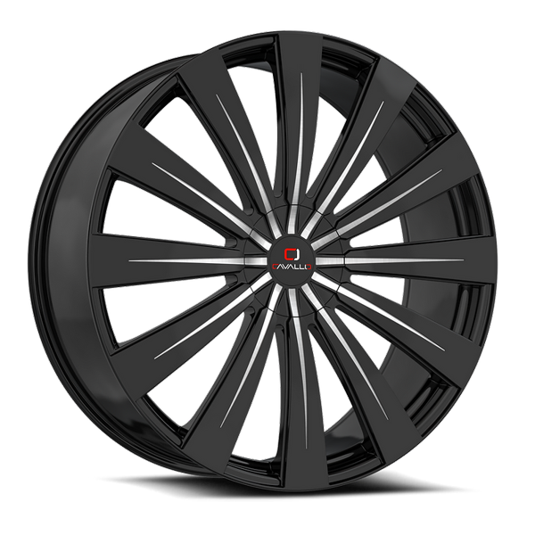 Cavallo Wheels CLV-49 Gloss Black Machined 26x9.5 25mm Offset 6x135,6x139.7 (6x5.5)
