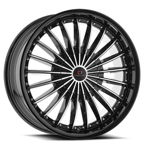 Cavallo Wheels CLV-32 Gloss Black Machined 20x8.5 15mm Offset 6x135,6x139.7 (6x5.5)