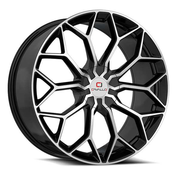 Cavallo Wheels CLV-44 Gloss Black Machined 26x9.5 25mm Offset 6x135,6x139.7 (6x5.5)