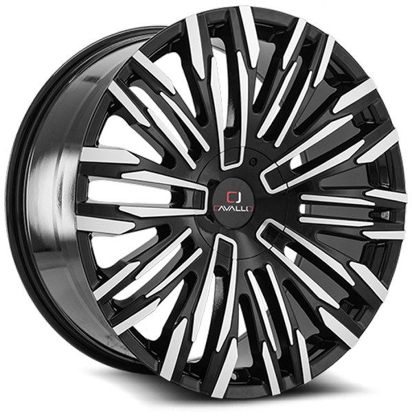 Cavallo Wheels CLV-28 Gloss Black Machined 22x9.5 15mm Offset 6x135,6x139.7 (6x5.5)