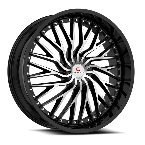 Cavallo Wheels CLV-43 Gloss Black Machined 22x9.5 25mm Offset 6x135,6x139.7 (6x5.5)