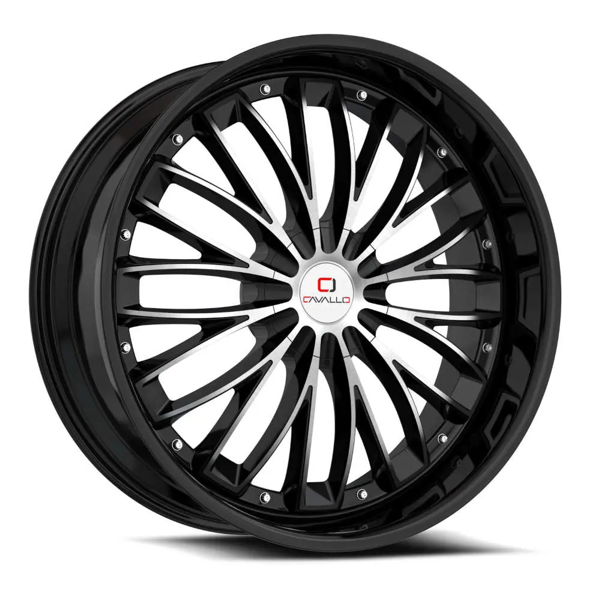 Cavallo Wheels CLV-42 Gloss Black Machined 24x9 25mm Offset 6x135,6x139.7 (6x5.5)
