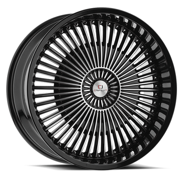 Cavallo Wheels CLV-41 Gloss Black Machined 26x9.5 25mm Offset 6x135,6x139.7 (6x5.5)