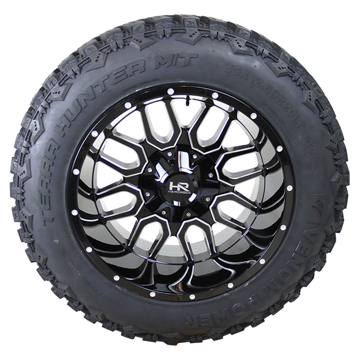 Hardrock Offroad H709 Commander Gloss Black Milled Venom Power Terra Hunter M/T