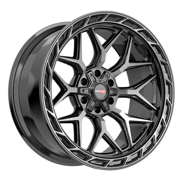 Vortek Offroad Wheels VRP-504 Gloss Black Diamond Cut Ring with Dark Tint 20x10 -18mm Offset 5x127 (5x5),5x139.7 (5x5.5)